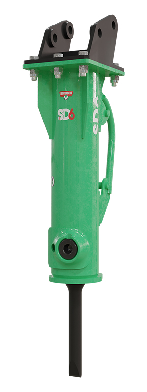 Grön SD6 montabert hydraulhammare från DL maskin