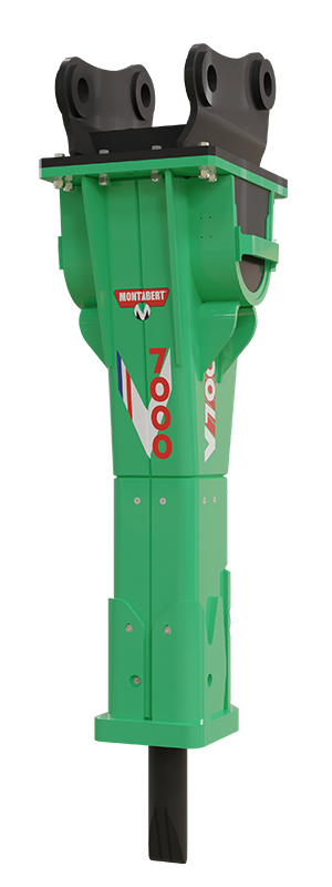 Grön v7000 montabert hydraulhammare från DL maskin